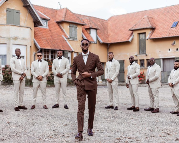 COSTUME- 4 BOUTONS- MARRON - 2 PIÈCES - 2P