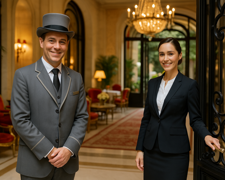 Personnel d'hôtel dans un luxueux hall